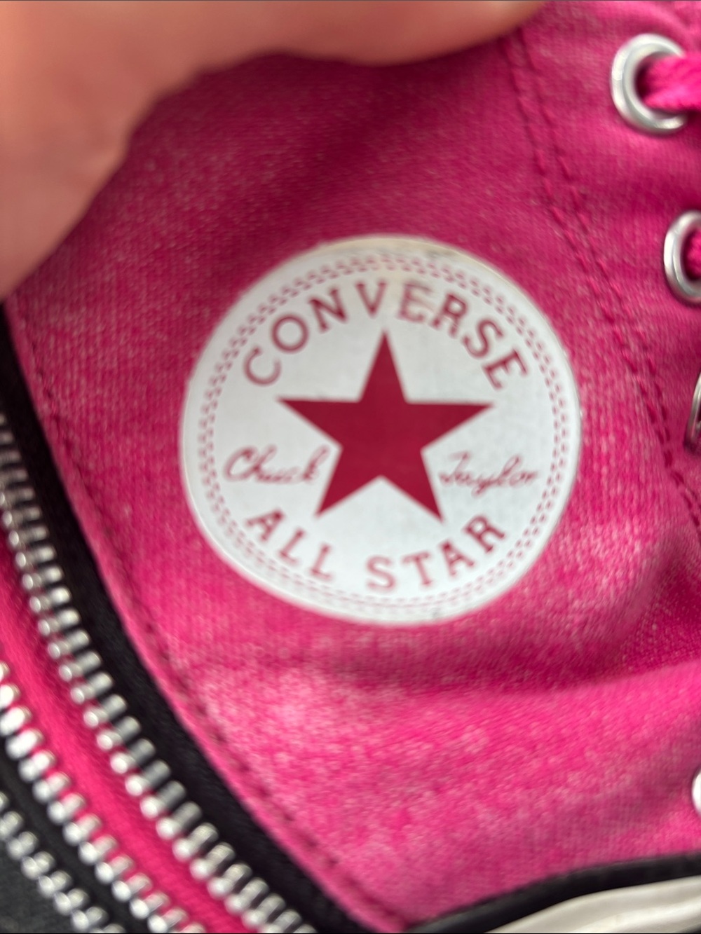 Converse Chuck Taylor All Stars Hot Pink with Black, includes zipper decal! - Picture 8 of 9